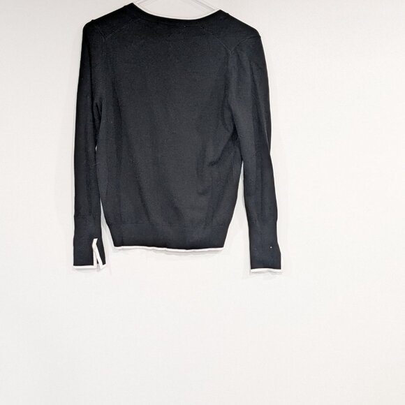 Zara Pearl Button V-Neck Cardigan Black White Size Medium - Picture 4 of 5